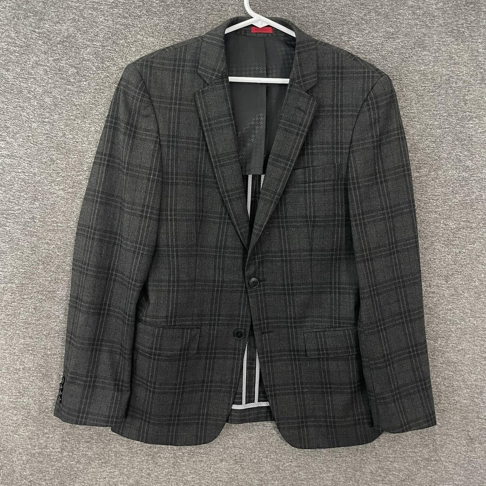 John Varvatos U.S.A. Blazer Mens 36R Gray Plaid Stretch Sport Coat Jacket Casual